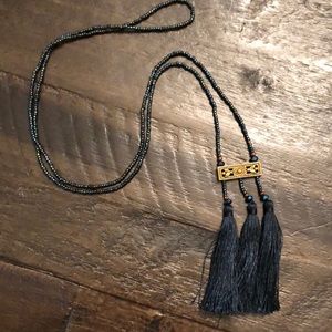 Long beaded tassel pendant necklaces by Miami based designer Mare Sole Amore.